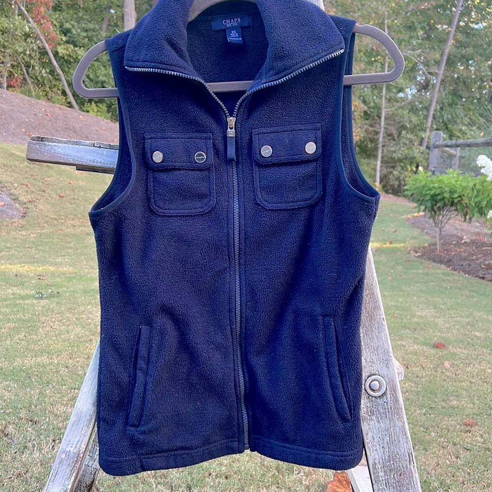 Ladies navy fleece vest by Chaps